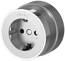 Розетка-ретро с заземлением пластик Werkel Retro Vintage 1-м. серебро матовый/хром картинка