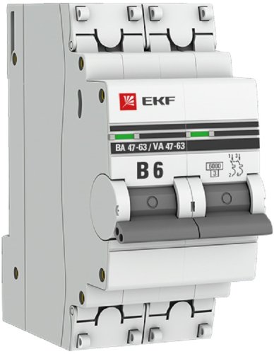 Выключатель автоматический EKF PROxima ВА47-63 2п 6А B 6кА картинка
