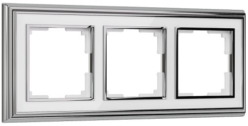 Рамка универсальная Werkel Palacio Classic 3-м. металл хром/белый фото Рамка универсальная Werkel Palacio Classic 3-м. металл хром/белый картинка