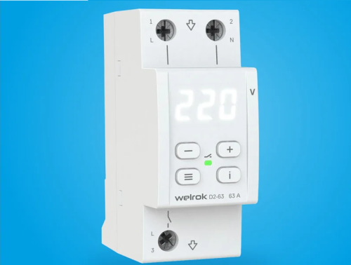 Реле напряжения однофазное цифровое на DIN-рейку WELROK D2-63 63А 50-400В картинка