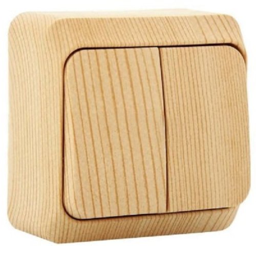 Выключатель накладной Systeme Electric Этюд Дача 2-кл. сосна  картинка фото 2