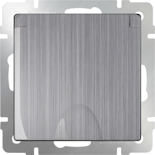 Розетка с заземлением без рамки Werkel 1-м. крышка шторки IP44 глянцевый никель картинка фото 2