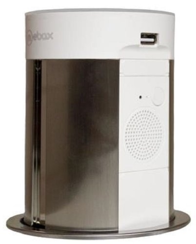 Розетка выдвижная сенсорная Mebax 17J 2-м.+2xUSB беспроводная зарядка+колонка Ø100мм белый картинка фото 2