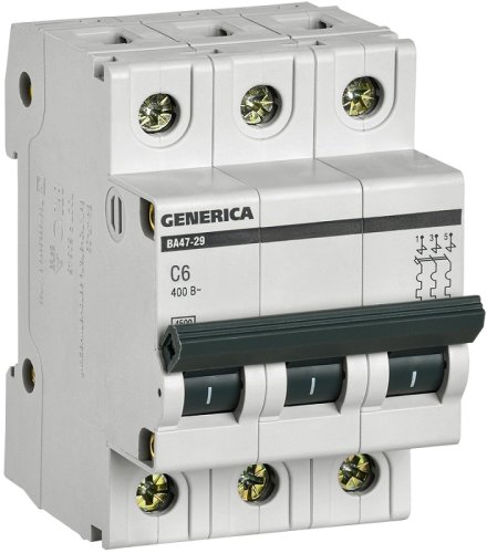 Выключатель автоматический IEK GENERICA ВА47-29 3п 6А C 4,5кА картинка