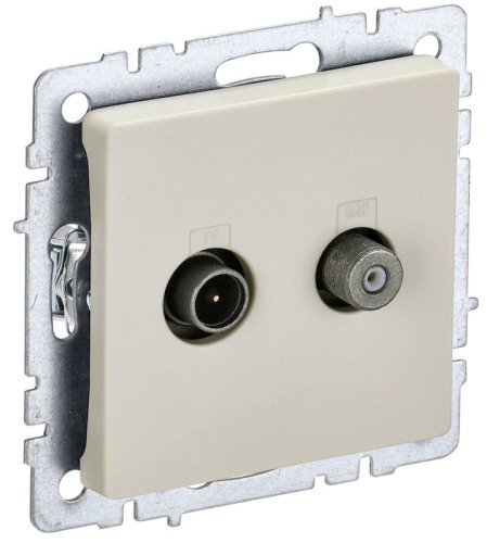 Розетка TV+SAT Оконечная без рамки IEK Brite РТВ/РСп12-БрКр 2-м. бежевый картинка
