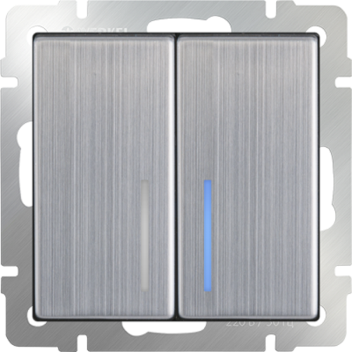 Выключатель с подсветкой без рамки Werkel 2-кл. глянцевый никель картинка фото 3