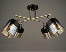 Люстра потолочная четырехрожковая Мелодия Света Стаканчики Е27 Черный/золотой картинка 