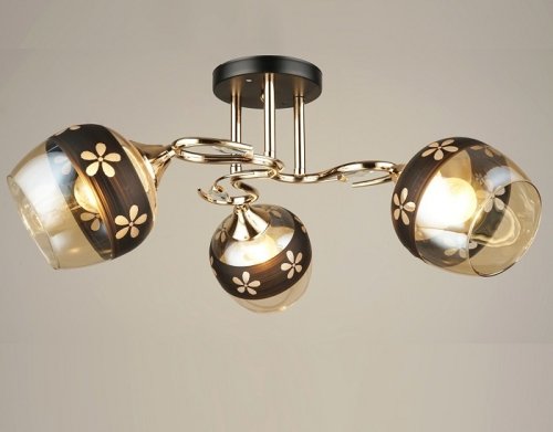 Люстра потолочная трехрожковая Мелодия Света Е27 220В Золото/черный фото Люстра потолочная трехрожковая Мелодия Света Е27 220В Золото/черный картинка