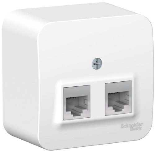 Розетка телефон+компьютер накладная Systeme Electric Blanca 2-м. RJ11+RJ45 5е белый картинка