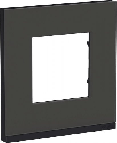Рамка горизонтальная Schneider Electric Unica Studio Pure 1-м. стекло черное стекло/антрацит картинка
