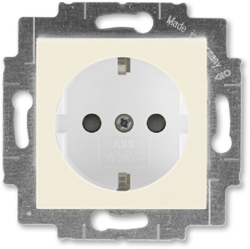 Розетка с заземлением без рамки ABB EPJ Levit 1-м. шторки слоновая кость/белый картинка