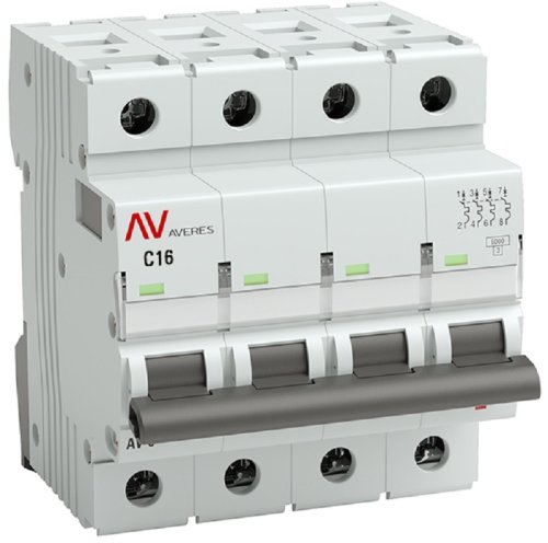 Выключатель автоматический EKF Averes AV-6 4п 16А C 6кА картинка
