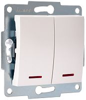 Выключатель с подсветкой без рамки Lezard Karina 2-кл. жемчужно-белый/перламутр картинка