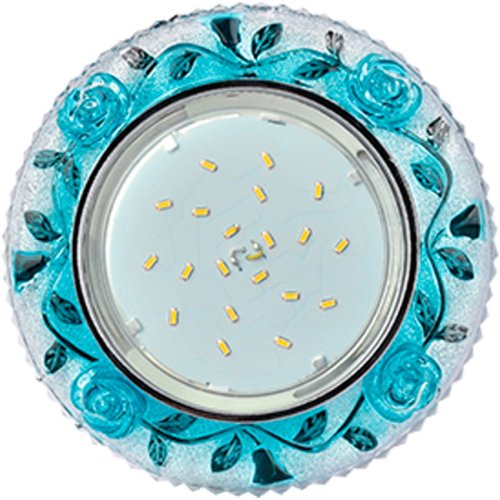 Светильник встраиваемый Ecola Розы H4 LD7071 GX53 220В 20/5Вт Прозрачный/голубой/125х90х35мм картинка 