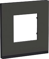Рамка горизонтальная Schneider Electric Unica Studio Pure 1-м. стекло черное стекло/антрацит