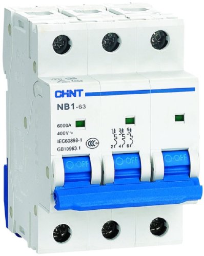 Выключатель автоматический CHINT NB1-63 3п 63А C 6кА картинка