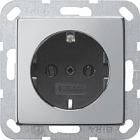 Розетка с заземлением без рамки Gira ClassiX 1-м. 16А хром/антрацит