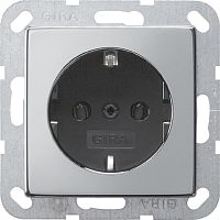 Розетка с заземлением без рамки Gira ClassiX 1-м. 16А хром/антрацит картинка