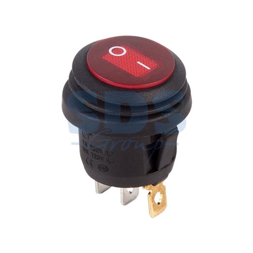 Выключатель клавишный круглый Rexant 250V 6А (3с) ON-OFF красный с подсветкой ВЛАГОЗАЩИТА картинка фото 2