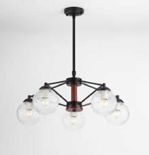 Люстра потолочная пятирожковая Rivoli Лофт-Кантри Valery P5 BK Е27 Черная/дерево фото Люстра потолочная пятирожковая Rivoli Лофт-Кантри Valery P5 BK Е27 Черная/дерево картинка