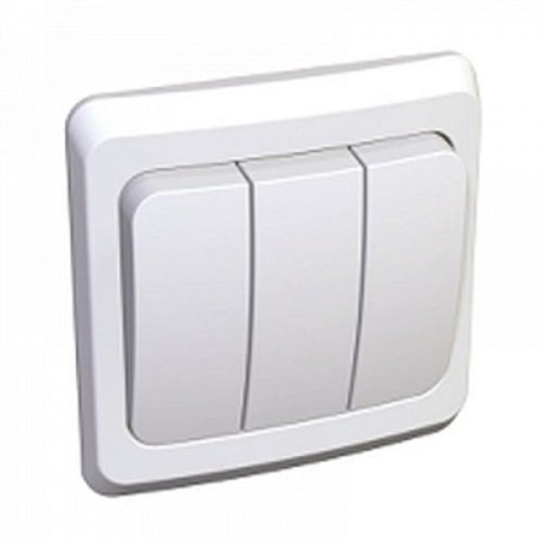 Выключатель с рамкой Systeme Electric Этюд 3-кл. белый картинка фото 2