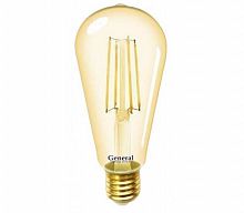 Лампа светодиодная филаментная Ретро General ST64 E27 220В 10Вт 2700К картинка 