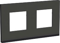 Рамка горизонтальная Schneider Electric Unica Studio Pure 2-м. стекло черное стекло/антрацит
