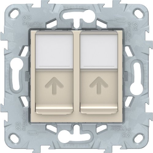 Розетка компьютерная без рамки Schneider Electric Unica New 2-м. RJ45+RJ45 5e бежевый картинка фото 2