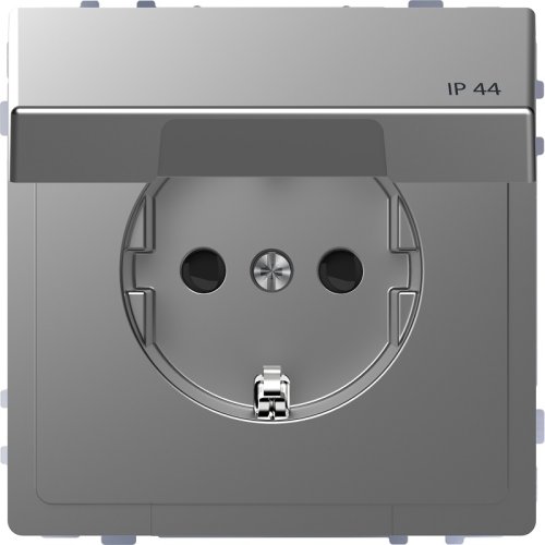 Розетка с заземлением без рамки Schneider Electric Merten D-Life 1-м. крышка шторки IP44 сталь картинка