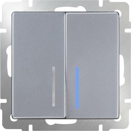 Выключатель с подсветкой без рамки Werkel 2-кл. серебряный глянцевый картинка фото 2