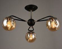 Люстра потолочная трехрожковая Мелодия Света Е27 Черный/золотой картинка 