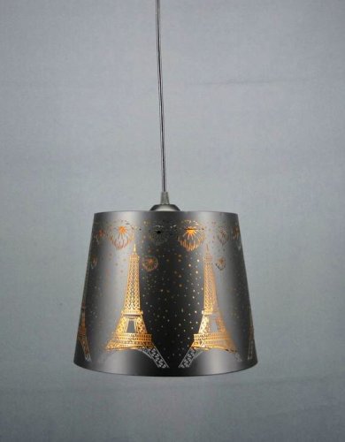 Светильник подвесной (Люстра) Мелодия Света Эйфелева башня 220В E27 Черный/золотой картинка 