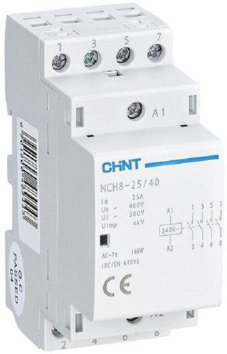 Контактор модульный CHINT NCH8-25/40 2п 4НО 25А 230В АС картинка