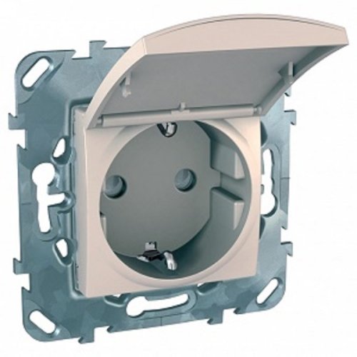Розетка с заземлением без рамки Schneider Electric Unica 1-м. крышка шторки бежевый фото фото 2 Розетка с заземлением без рамки Schneider Electric Unica 1-м. крышка шторки бежевый картинка фото 2