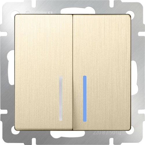 Переключатель с подсветкой без рамки Werkel 2-кл. проходной шампань рифленый фото фото 2 Переключатель с подсветкой без рамки Werkel 2-кл. проходной шампань рифленый картинка фото 2
