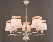 Люстра потолочная пятирожковая Мелодия Света Е27 Белый/дерево картинка 