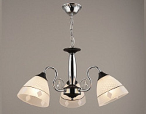 Люстра потолочная трехрожковая Мелодия Света E27 Черный-хром картинка  фото 2