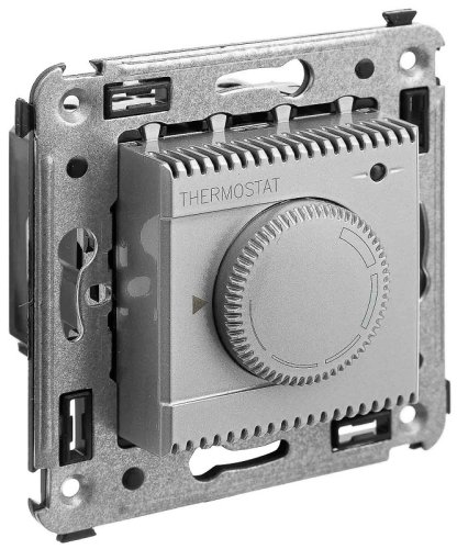 Терморегулятор механический с датчиком без рамки DKC Avanti 0С +30С закаленная сталь картинка