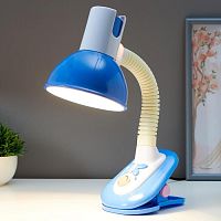 Светильник настольный ЛОН 220В E27 60Вт Бело-синий/прищепка картинка 