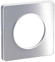 Рамка универсальная Schneider Electric Odace 1-м. металл полированный алюминий/белый картинка