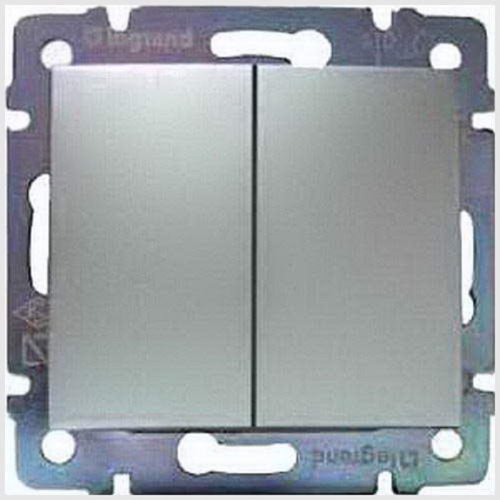 Переключатель без рамки Legrand Valena 2-кл. проходной алюминий картинка фото 2