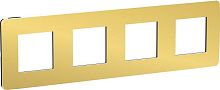Рамка универсальная Schneider Electric Unica Studio Metal 4-м. золото/антрацит картинка