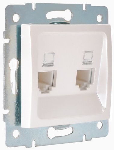Розетка компьютерная без рамки Lezard Karina 2-м. RJ45 5e жемчужно-белый/перламутр картинка