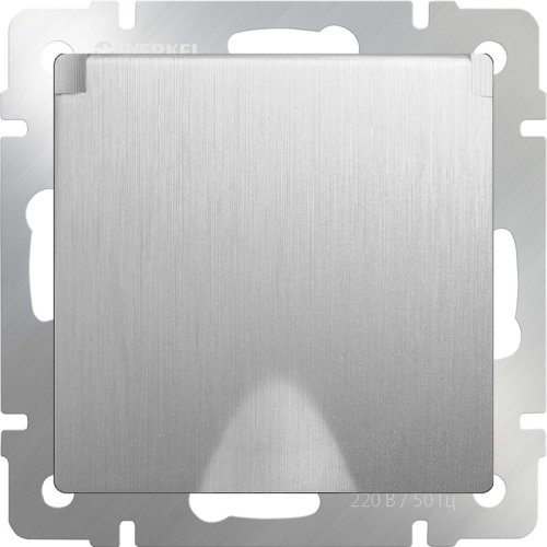 Розетка с заземлением без рамки Werkel 1-м. крышка шторки IP44 серебряный рифленый картинка фото 2