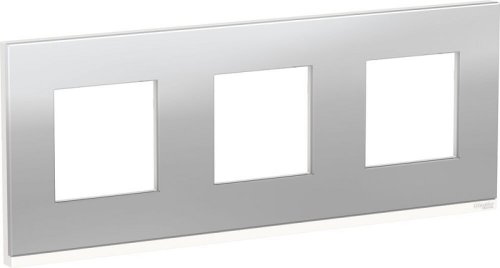 Рамка горизонтальная Schneider Electric Unica Studio Pure 3-м. металл алюминий матовый/белый картинка