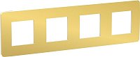 Рамка универсальная Schneider Electric Unica Studio Metal 4-м. золото/белый