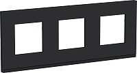 Рамка горизонтальная Schneider Electric Unica Studio Pure 3-м. металл каучук/антрацит