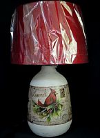 Светильник настольный с рисунком Мелодия Света 220В Е27 60Вт Белый/красный картинка 