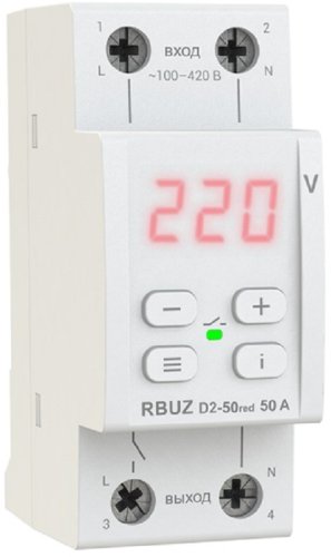Реле напряжения однофазное цифровое на DIN-рейку WELROK D2-50 Red 50А 50-400В картинка фото 2