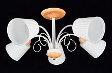 Люстра потолочная пятирожковая Мелодия Света Е27 Белая/дерево картинка 